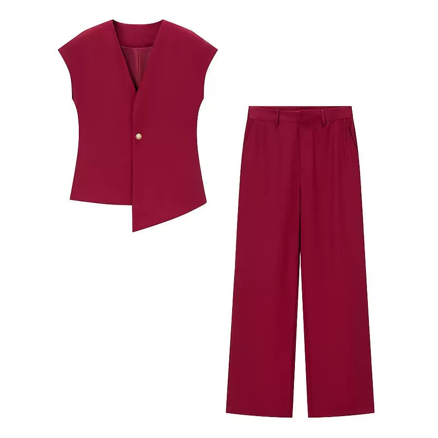 Set aus Geknöpftem Top und Hose