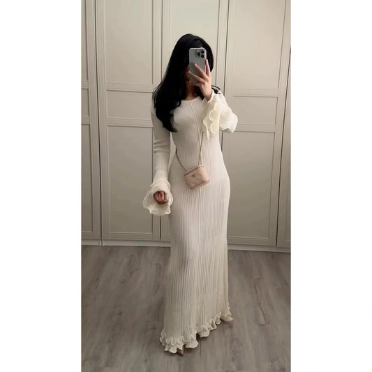 Elegantes Langarm Maxikleid