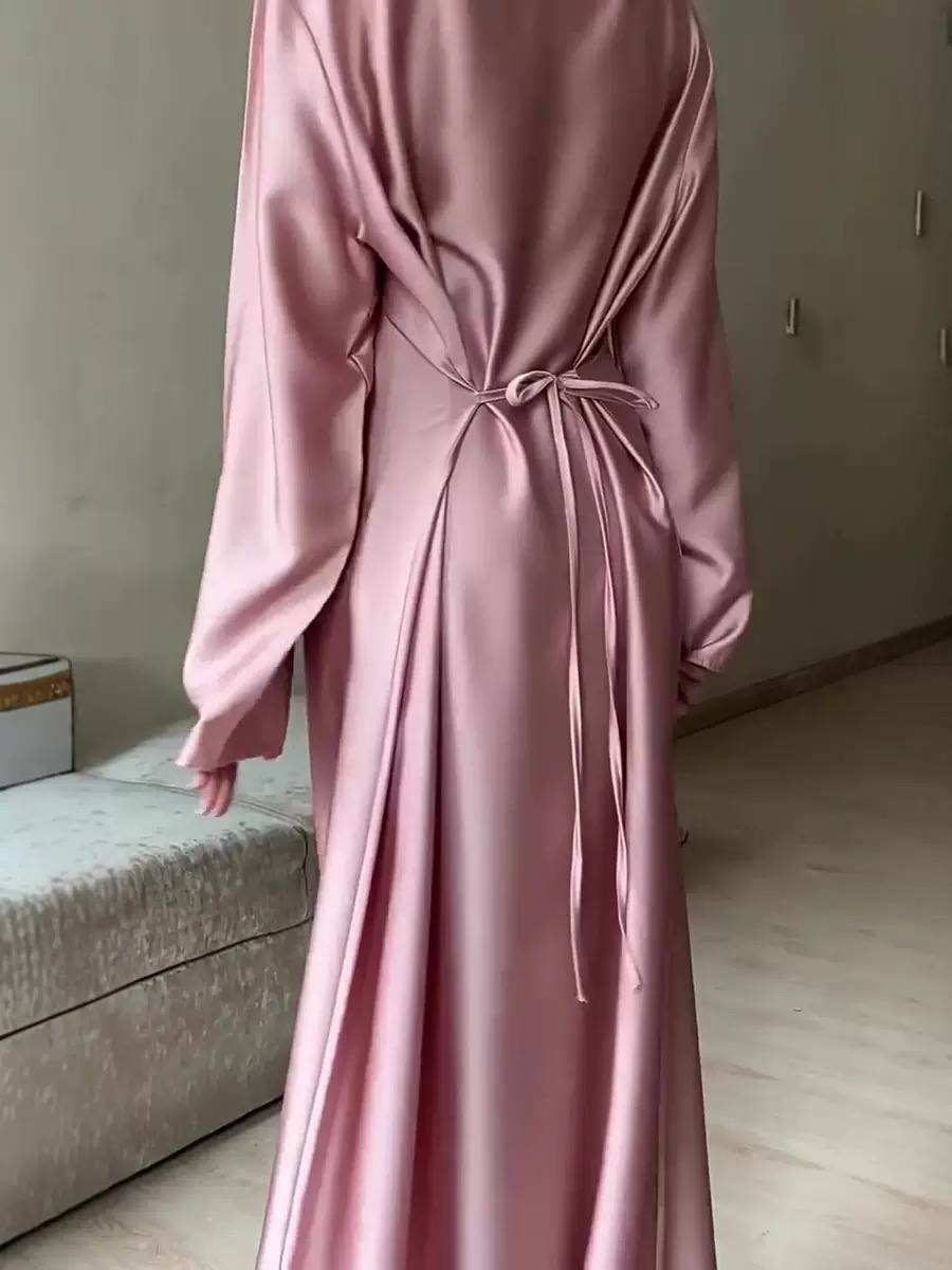 Rose Satin Abaya