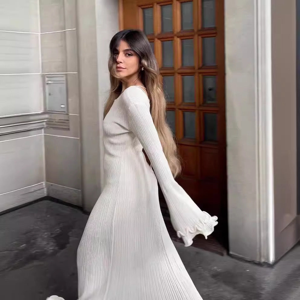 Elegantes Langarm Maxikleid