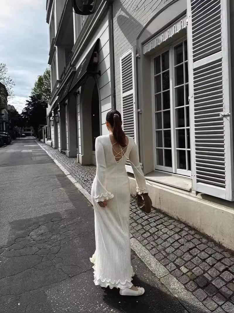 Elegantes Langarm Maxikleid