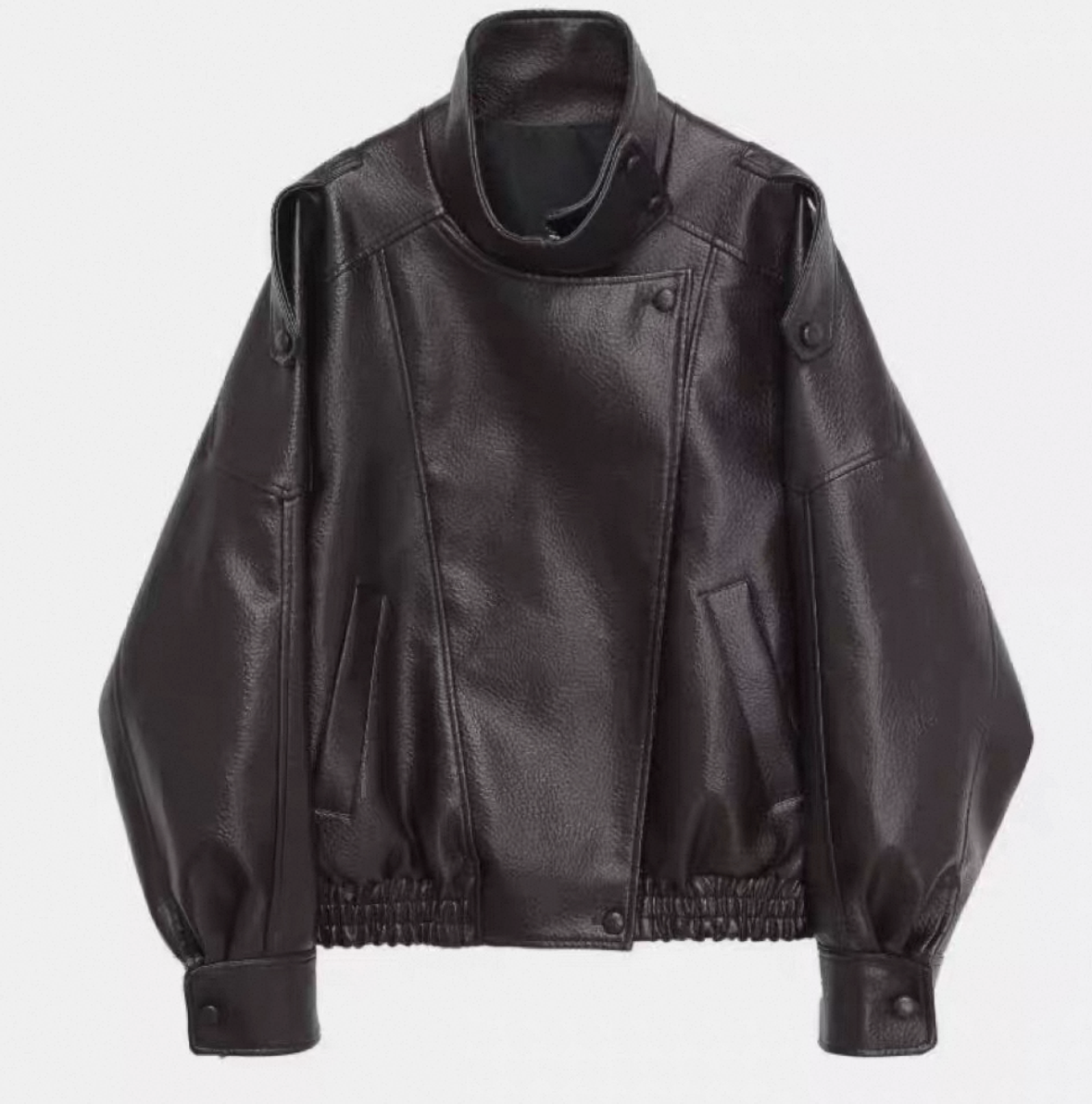 Virale Lederjacke mit Stehkragen