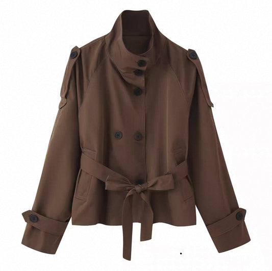 Brauner Cropped Trenchcoat