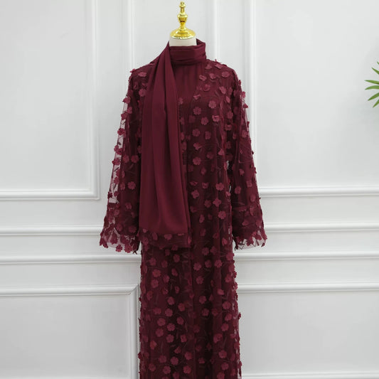 Abaya mit Kimono im Blumenmuster